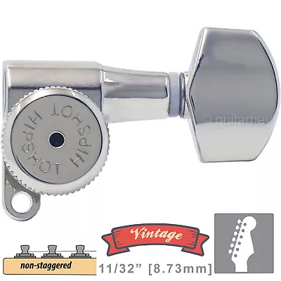 NEW Hipshot VINTAGE 6-in-Line Locking Tuners Non-Stag Small Buttons - CHROME • $69.95