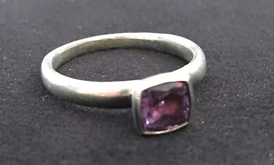 Cute Vintage Signed HOB Sterling Silver Deep Purple Amethyst Size 8.75 Ring • $17.95