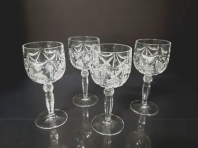 4 Nachtmann Eduard Water/ Wine Crystal Goblet Footed Glasses/ Mint Cond! • $55