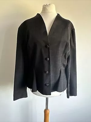 Charlotte Halton Jacket Size 14 Black Structured Long Sleeves Occasion Vintage  • £12.39