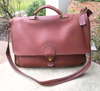 Vintage COACH British Tan Leather Metropolitan Brief Case #5180 Tote Bag USA • $79.99