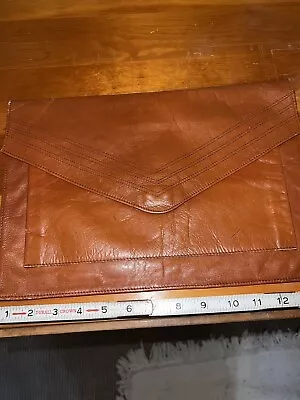 Vintage Leather Portfolio/Letter/Clutch/Document Bag Hand Of Man  • $9.99