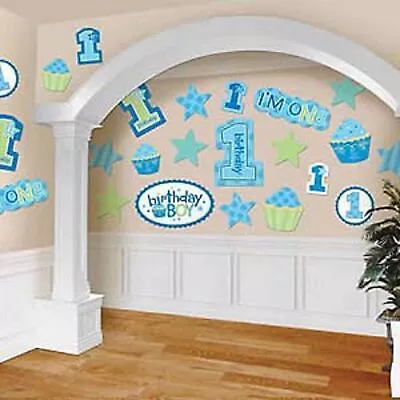 30 Pieces Blue Boys First 1st Birthday Party Stars Cupcakes Wall Decorations • $8.05