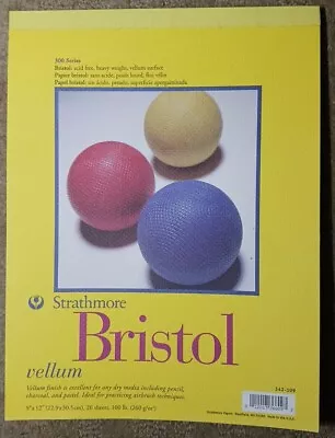 Strathmore 300 Series Bristol Paper Pad Vellum Tape Bound 9x12 Inches 20 ... • $12.77