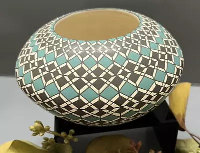 Mata Ortiz Pottery Juana Ledezma Geometric Bowl Olla Pot Paquime Mexican Clay • $90