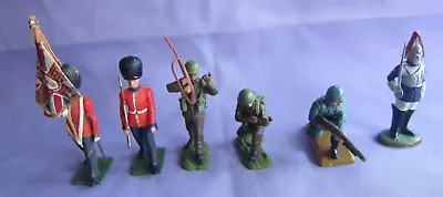 (6) Britains Ltd Plastic & Metal Assortment Red Coat Flag Guard Infantry Kneelin • $8.12