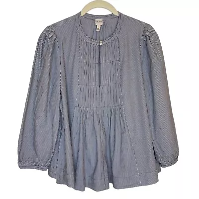 La Vie Rebecca Taylor Railroad Striped Pleated Blouse L • $28