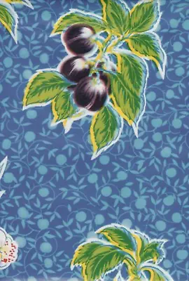 Oilcloth Fabric Summer Fruit Blue Pattern Sold In Yard Or Bolt • $14.99