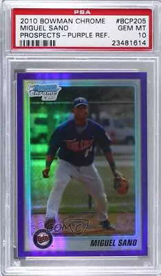 2010 Bowman Chrome Prospects Purple Refractor /899 Miguel Sano PSA 10 GEM MT • $24.39