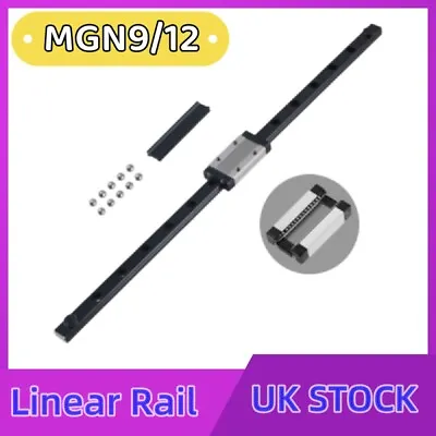 MGN9 MGN12 Linear Rail Guide MGN9H MGN12H Miniature Rail Sliding Block CNC Black • £25.99