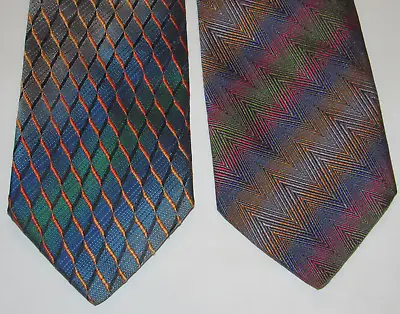 2 Missoni Cravatte Silk Ties! Geometric Patterns! 3 1/2  Wide! Made In Italy • $54.99