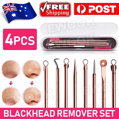$8.95 • Buy 4pcs Blackhead Remover Tool Pimple Popper Pore Blemish Comedone Acne Cleaner Kit