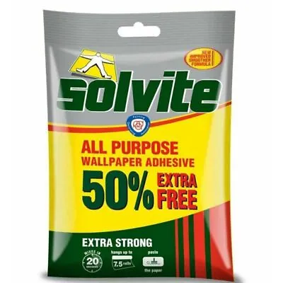 Solvite Wallpaper Paste Adhesive All Purpose Extra Strong Hangs Up To 7.5 Rolls • £4.69