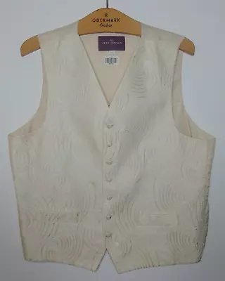 Jeff Banks Beige Cream Swirl Formal Waistcoat Size 46 Chest Reg 7 Button • $9.96