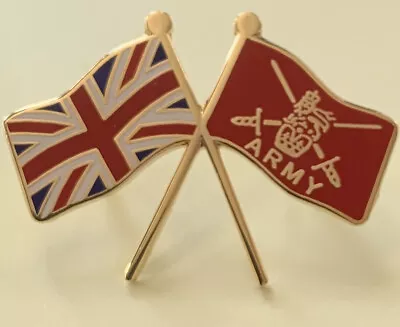 British Army Crest Union Jack Crossed Flag 25mm Pin Badge • £6
