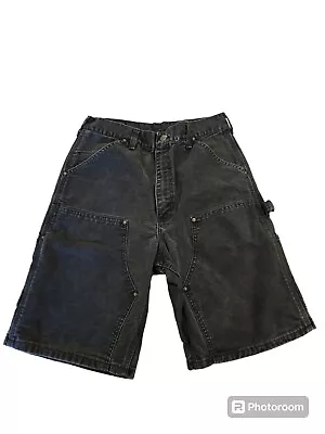 Vintage Carhartt WU6205 Black Canvas Union Made Double Knee Shorts Size 30 • $244.99