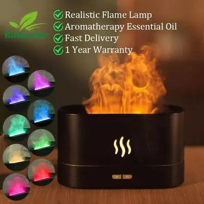 Air Humidifier Ultrasonic Cool Mist Maker Fogger Led Essential Oil Flame Lamp • $36.99