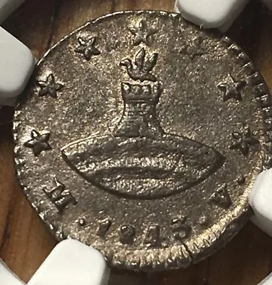 1843 Ecuador 1/4 Reales NGC AU Quito Silver Republic VERY RARE In HIGH GRADE • $2800