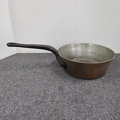 Vintage Copper Saucepan Villedieu Splayed Tin Lined Made In France 8 D • $150