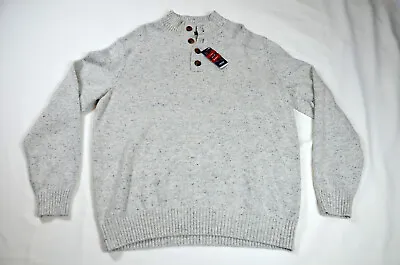 IZOD Sweater Mens XL Button-Mock Sweater Gray Vanilla Ice Sweater Pullover NWT • $24.98