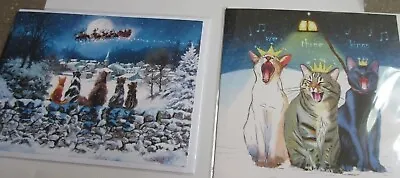 £3.25 • Buy Cat Greeting Cards Christmas Artwork Artist Tabby Black White Ginger 