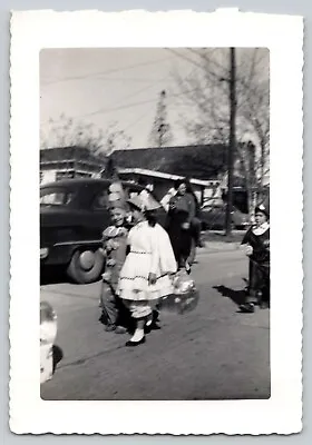 Vintage Original Photo Halloween Children Costumes On Street Clown 1949 • $16.95