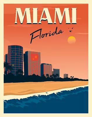 Miami Florida Vintage Travel Poster • $18