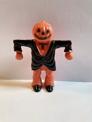 VTG ROSBRO Hard Plastic HALLOWEEN SCARECROW PUMPKIN MAN Candy Container • $37.95