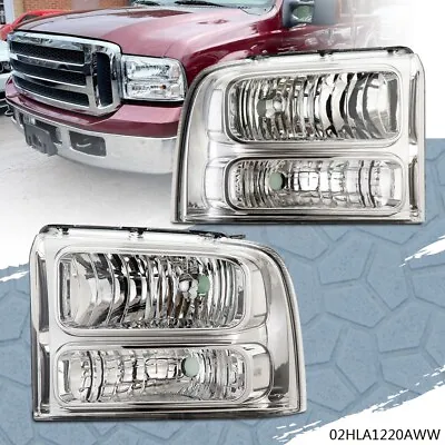 Clear Corner Clear/Chrome Headlights Fit For 2005-2007 Ford F250 F350 Super Duty • $64.04