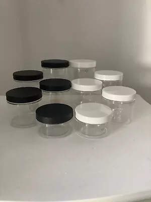 £74.89 • Buy 50ML,100ML,150ML,200ML,250ML,300ML,400ML Plastic Cylinder Jars Black/White  Lids