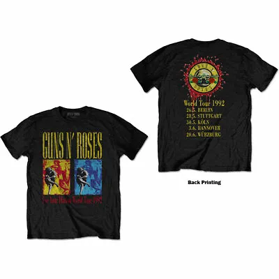 GUNS N' ROSES - Unisex T- Shirt -  Use Your Illusion World Tour - Black Cotton  • £18.49