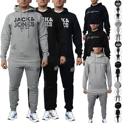 Mens Designer Tracksuit Jack & Jones Fashion Pockets Fleece Hoodie Joggers Set • £17.99