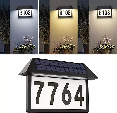 Solar Address Sign Lighted House Numbers Waterproof 3-Color Lighting Modes LED • £31.33