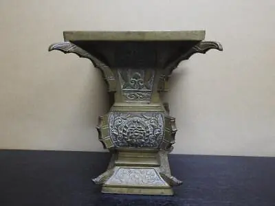 £279.66 • Buy Square Type Old Bronze Vase Height 8.2 Inch Antique Figurine Japanese