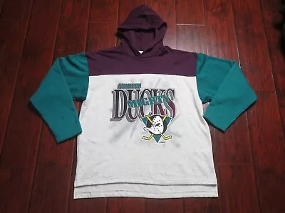 Vintage 90s Aneheim Mighty Ducks Disney Hoodie Shirt Size XL Men Rare Logo NHL • $74.99