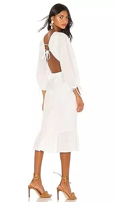 REVOLVE MAJORELLE Heidi Midi Dress White Open Back Size Medium Cotton • $98