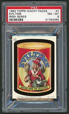 1982 / 85 Topps Wacky Packages Sticker Irish Series #07 Evil Time PSA 8 • $107.89