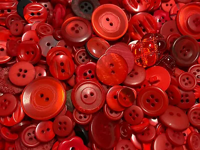 Incredible Mixed Lot Of Dyed RED Premium Buttons All Sizes For Embellishments • $7.50