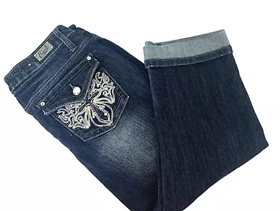 Earl Jeans Women's Size 8 Capri Bling Cross Pockets Dark A 54 • £12.16