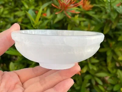 4  Diameter SELENITE Crystal Polished Charging Bowl With Curves And Pedestal • $19.95