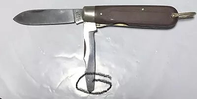 Vintage Ulster 2 Blade Electrician's Pocketknife Brown Composite Handle 3-3/4” • $13
