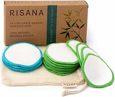 RISANA Reusable Bamboo Makeup Remover Pads - 16 Pack • £5.95