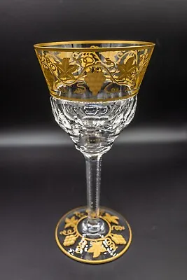 Val St Lambert Pampre D'Or Gold Leaf Water Goblet Glass 7 1/2  H Quantity • $200