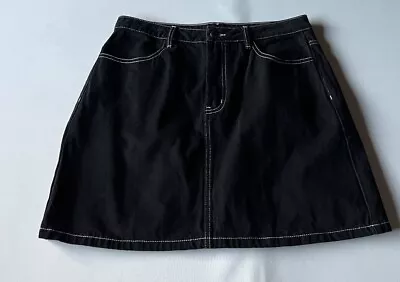 Dangerfield Skirt Womens 14 Burn Baby Denim Black Flames Fire Goth Punk Retro • $42