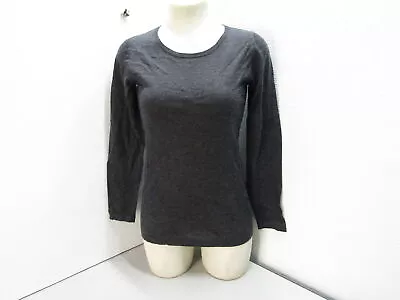 N.Peal Womens Oxford Round Neck Cashmere Sweater Top Size Small Dark Grey • $199.98