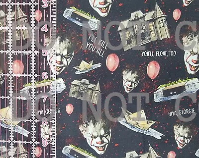 Custom 100% Cotton Woven Stephen King It Movie Pennywise Georgie 1/4 Yd 9x56 • $5.49