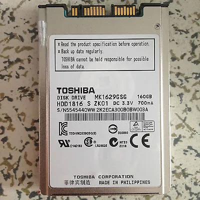 £22.66 • Buy 1.8  Toshiba MK1629GSG Micro-SATAII 160GB Hard Drive For IBM HP DELL SONY HDD