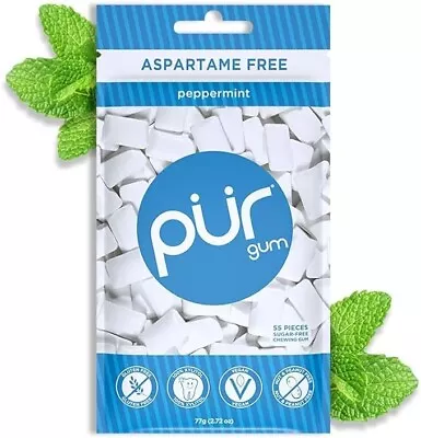 PUR 100% Xylitol Chewing Gum Sugarless Wintergreen Sugar Free + Aspartame Free • £15