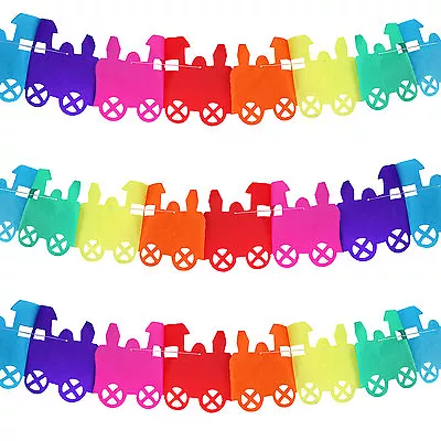 £3.99 • Buy Kids Paper Tissue Bunting Playroom Garlands Nursery Decoration - Trains Garland 