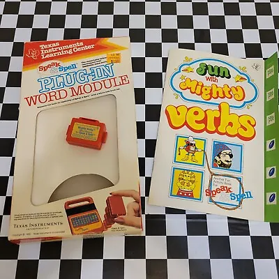 Vintage 1980 Texas Instruments Speak & Spell Word Module PLUG-IN Mighty Verbs • $22.50